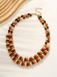 BOCAR Bohemian Wooden Beads Statement Jewelry Strand Necklace For Women