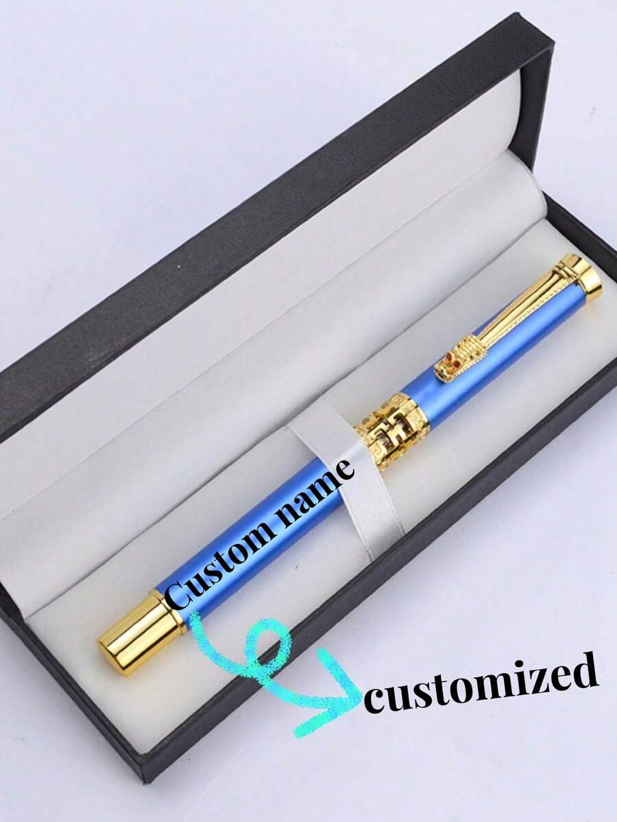 【定制】不锈钢金属商务办公圆珠笔套装带礼盒，适合日常书写、签名、节日、父亲节、感恩节、圣诞节、生日礼物、朋友、亲戚、领导、同事 - 多色 - 查看 1