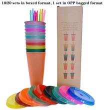 20 ،10 ،1 قطعة أكواب بلاستيكية قابلة لإعادة الاستخدام بسعة 24 أونصة مع أغطية وقشاطات - 10 قطع ، أكواب ماء متينة للقهوة المثلجة ، أكواب سفر كبيرة صدغية ، مثالية لحفلات الهالوين والأعياد الميلادية والعيد المجيد وهدايا الافتتاح ، خفيفة الوزن ، مستطيلة ، خالية من البولي فينيل كلوريد ، للغسيل اليدوي فقط - متعدد الألوان - مشاهدة 11