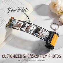 Personalisierter Fotocollage Schlüsselanhänger, Vintage Rollenförmiger Schlüsselanhänger, Jahrestags-Geschenk
