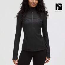 Lululemon Define Jacket Nulu Women's Lightweight, Full Zip Running Track Jacket-For Yoga Gym Running-Sweat-Wicking-Yoga-All Seasons Sport-Spring/Summer-Autumn/Winter-Mother's Day Gifts-Father's Day Gift - Leopard Daisy Emboss Black - 查看 1