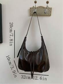 2025 New Korean Fashion Campus Style Vintage Distressed Underarm Bag For Women, Oversized Tote Bag For Shopping, Party, Travel, Gift - Autumn/Winter, Street & Japanese Bag For Women