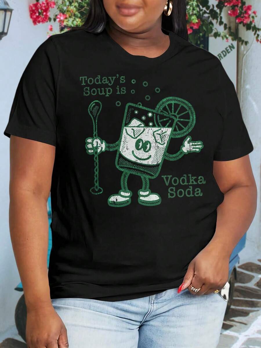 Today's Soup Is Vodka Soda Ladies' Big Size Oversize Women T-Shirt Gift - Black - View 1