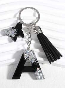 1 pieza Llavero de letra de resina, llavero de coche inicial para ella, dije de bolso y monedero, colorido y lindo, etiqueta del alfabeto como regalo, recuerdo, accesorio de coche, dije de bolso, accesorio escolar, gótico, Y2k