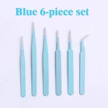 6 Pcs Stainless Steel ESD Precision Tweezers, Multipurpose Fine Tip Bent Tweezers Anti-Static Tweezers For Phone Repair, Eyelash Extension, Nail Art, DIY Small Items Picking, Tools For Men