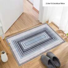 [5mm Thickness Crystal Velvet Flocked Bottom] 1pc Geometric Floral Pattern Carpet - Waterproof, Anti-Slip, Absorbent, Machine Washable, Soft Comfortable Mat, Suitable For Kitchen, Living Room, Bedroom, Hallway, Bathroom, Laundry Room - Easy To Clean, Carpet For Home Decor