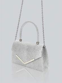 轻巧、商务、休闲时尚女士翻盖晚宴包，配有闪亮的奢华水钻吊坠项链、手链、耳环四件套，华丽精致的派对手提包，是派对女孩、新娘、大学生的完美钱包，配有可拆卸金属链的单肩斜挎包，非常适合舞会、宴会、派对、婚礼、节日派对 - 彩色 - 查看 6