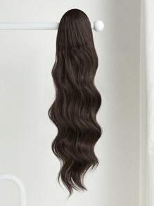 Extensiones de cabello sintético ondulado de 24 pulgadas de largo con pinza, aptas para mujeres, niñas, fiestas y uso diario - Marrón - Ver 4