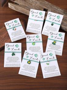 1 Stück Vintage grüner Klee, Hut, Bierdose, DIY Perlenarmband mit einstellbarem Verschluss und Glückwunschkarte für St. Patrick's Day, handgefertiges Geschenk für St. Patrick's Day