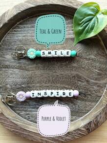 1pc Customized Silicone Bead Keychain, Personalized English Letters, Name Keychain, Bag Accessories, Unique Customized Gifts - Silicone Keychain - View 4