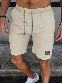 Men's Lightweight Drawstring Sports Shorts, Breathable Quick-Dry, Suitable For Summer Beach And Golf, Slightly Elastic, Solid Color Pockets