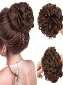 1pc Synthetic Hair Bun Extensions Messy Curly Elastic Hair Scrunchies Hairpieces Synthetic Chignon Donut Updo Hair Pieces For Women - Multicolor - View 23