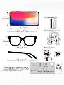 1pc Women's Elliptical Small Frame Personalized Street Snap Concave Shape Clear Glasses Clear Glasses Accessories Light Glasses Accessories For Women