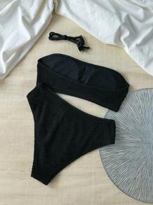 2 pièces/Set Bikini côtelé, Maillot de bain noir/rouge/violet Graduation/Jour de l'Indépendance