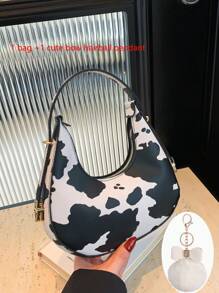 A Fashionable New Cow Print Leopard Print Zebra Print Girl Handbag, Classic Cow Print Design Pu Zipper Closed Handb