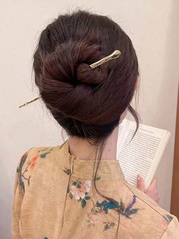 1pc Retro Gold Chinese Style Elegant Solid Vintage Hair Stick, Luxury Hair Accessories For Women, Cheongsam Hair Decoration Hair Bun Hair Pin Hair Bun Maker Bun Hair Piece Hair Styling Pins