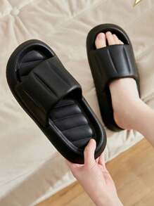 New Fashionable & Versatile Thick-Sole Herringbone Slip-On Soft Comfy Anti-Skid Odor-Resistant Quiet Slippers For Indoor/Outdoor Wear, Women
