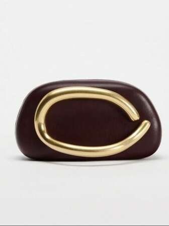 1 szt. Damska torebka kopertówka ze skóry PU, uniwersalna torebka, modna wieczorowa torba, okrągła torba w kształcie pudełka, zabytkowa metalowa rączka, łańcuszkowa torba na ramię, torebka kopertówka