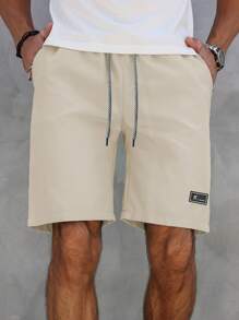 Men's Lightweight Drawstring Sports Shorts, Breathable Quick-Dry, Suitable For Summer Beach And Golf, Slightly Elastic, Solid Color Pockets