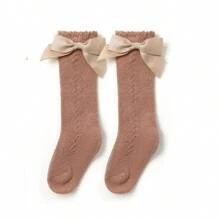 Girls' Simple Bow Design Mid-Calf Socks