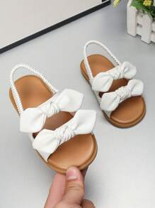 Mädchen Schleife Dekor klassische Mode süß Elastik Band Baby Sandalen Prinzessin Kleinkind weiche Sohle Rundkappe Schuhe, geeignet für Frühling, Sommer, Herbst, Winter
