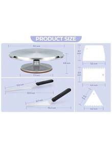 Bộ dụng cụ trang trí bánh 6 món - Đĩa xoay bánh bằng hợp kim nhôm, đầu trang trí bánh được đánh số và dụng cụ phủ kem để nướng bánh cupcake, bánh quy, bánh nướng xốp, dụng cụ nhà bếp tất cả trong một Bộ dụng cụ trang trí bánh 6 món - Nhiều màu - Xem 3