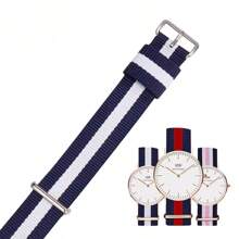 Correa de reloj universal de lona de nailon de 20 mm, elegante, casual, de negocios, con escala mixta, función de calendario, esfera circular, adecuada para uso diario, decoración, regalo de vacaciones para amigos o padres