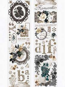 Rollo individual de cinta PET Lace Nocturne Series: Pegatinas retro para tarjetas, decoración para cuadernos y vuelta al colegio