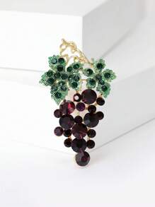 Spilla alla moda con strass a forma di uva per donne, spilla a forma di pianta, accessorio per abiti e vestiti, ideale come regalo per feste e banchetti