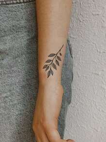 1 件可洗临时纹身，7-14 天，草本纹身，PVC，网红风格，互锁叶子图案设计，防水，防汗，适合人群