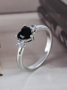 1 Peça Elegante e Romântica Anel com Forma de Coração de Alta Qualidade e Brilhante, com Zircônia, Presente Surpresa para Mulheres Perfeito para Proposta, Casamento, Visual Diário, Aniversário