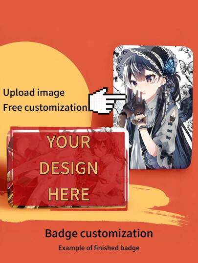 Customizable 1pc 1.57*2.36inch/4*6cm Rectangular Custom Button Badge Tinplate Badge For Clothing Matching To Show Fantasy Personalized Accessories Collection Decoration Wedding Party Birthday Gift Brooch Free Customization Content Badge Badge