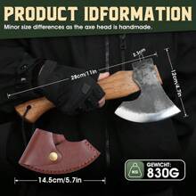 11 Inch Hatchet Camping Axe,Small Bushcraft Axe For Chopping And Wood Splitting,Ash Wood Handle,Perfect For Outdoor Survival And Adventures,Hunting, Trekking,Gardening - 11 英寸 - 查看 3