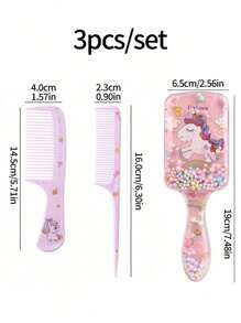 Set de 1/2/3 peines de dibujos animados, aptos para todo tipo de cabello tanto para mojado como seco, cepillo para peinar y dar estilo, mango de plástico ABS duradero, opción de regalo perfecta - Multicolor - Ver 9