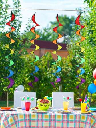 4pcs Rainbow Curlie Spinner Rainbow Wind Spinner Colorful Hanging Rainbow Wind Twister For Eye Catching Motion In Homes Or Campsites Outdoor Indoor Decoration Ornaments