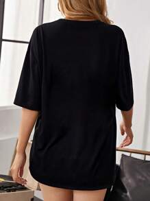 Salute Your Shorts I Hope We Never Part - Camp Anawanna Oversize Oversize Women T-Shirt For Women (Pinski Sponge Ugh!) - Black - View 3