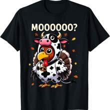 Funny Turkey Moo Cow Thanksgiving Shirts For Men Women Kids T-Shirt