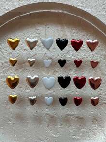 200Pcs Metallic Heart & Heart Shape Decor Rivet For Nail Art Crafts Nail Supplies Nails Nail Charms Nail Gems - Multicolor - View 5