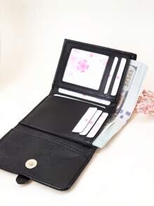 MINGYOU Women's Retro Bark Animal Print PU Leather Short Folding Wallet Minimalist & Compact Suitable For Students Wallet Purse Wallet Mini Wallet Small Wallet - Black - View 2