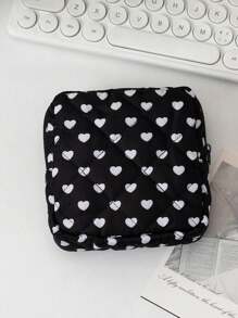 1 包可爱少女绗缝花朵粉色印花蝴蝶结心形花朵迷你化妆品收纳袋卫生袋餐巾袋数码产品收纳袋女孩卫生棉条收纳袋女士化妆包零钱包化妆包卫生棉条收纳袋内衣卫生棉条月经杯可重复使用防水旅行大学宿舍家居浴室返校用品 - 彩色 - 查看 9