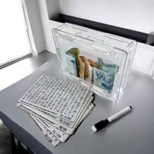 Safe Box Money Wood Box Japanese KAKEBO ACRYLIC CHALLENGE Method Travel Vacation Extra Money - Clear - View 2