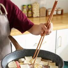 2pcs Super Long Reusable Wooden Chopsticks For Stir Frying, Cooking Noodles & Hot Pot