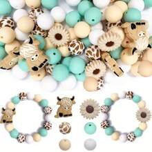 39pcs/Set Daisy & Highland Cow Shaped Silicone Beads - Suitable For DIY Jewelry Making, Pens, Necklaces, Keychains - Colorful Handmade Gift Set With Animal & Floral Patterns, Silicone Character Beads - 39PCS Daisy Cow Set - View 17