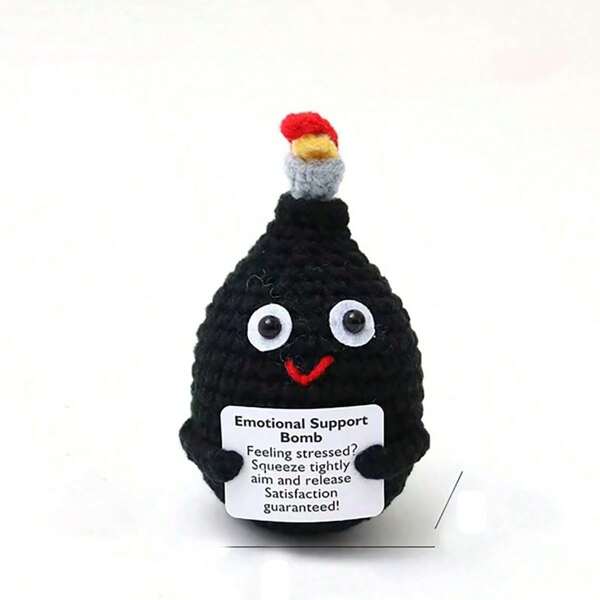 1pc Fun Handmade Crochet Black Bomb Ornaments Suitable For Friends And Lovers Of Good Gifts Positive Energy Ornaments.