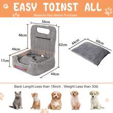 Dog Car Seat Bed: Pet Booster Car Seat Travel Carrier With Clip-On Belt And Waterproof Washable Cover- Puppy Front Car Seats Protector Cushion For Small Medium Cats Dogs Grey - Grey - View 4