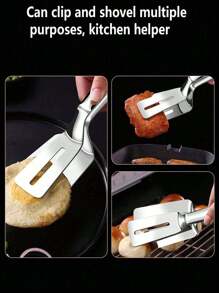 1 Piece Of Stainless Steel Multifunctional Steak And Barbecue Tongs, Fish Fry Spoon Clip, Bread Clip, Suitable For Camping Kitchen Tools