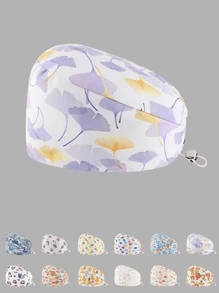 1 pieza Visera de sol de mujer de poliéster con estampado de frutas, flores y animales, ajustable, adecuada para médicos, enfermeras, amas de casa y talla grande, práctica para ser antibacteriana y antipolvo, apta para todo el año