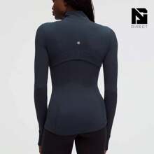 Lululemon Define Jacket Nulu Women's Lightweight, Full Zip Running Track Jacket-For Yoga Gym Running-Sweat-Wicking-Yoga-All Seasons Sport-Spring/Summer-Autumn/Winter-Mother's Day Gifts-Father's Day Gift - True Navy/Mirror Silver - 查看 3