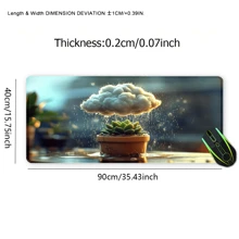 1pc Plant Muismat Leuke Kunst Grote Bureau Mat 35.4x15.7 Inch Bureau Accessoires Rubberen Basis Met Gestikte Rand Antislip Toetsenbord Pad Voor Kantoor Thuis Computer Als Geschenken Voor Mannen Vrouwen Vrienden Verjaardagen, Valentijnsdag