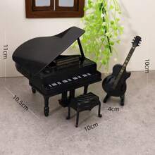 1pc Mini Piano Guitar Gift Box Set, Realistic Piano & Guitar, Doll House Decor, Miniature Model, White & Black Mini Grand Piano Decoration - Multicolor - View 16